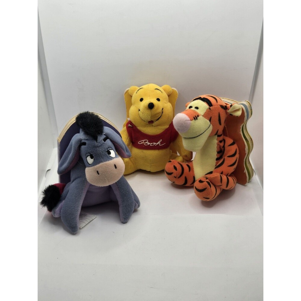 Winnie The Pooh Mini BeanBag Plush Set Tigger, Eeyore, and Pooh W books Lot